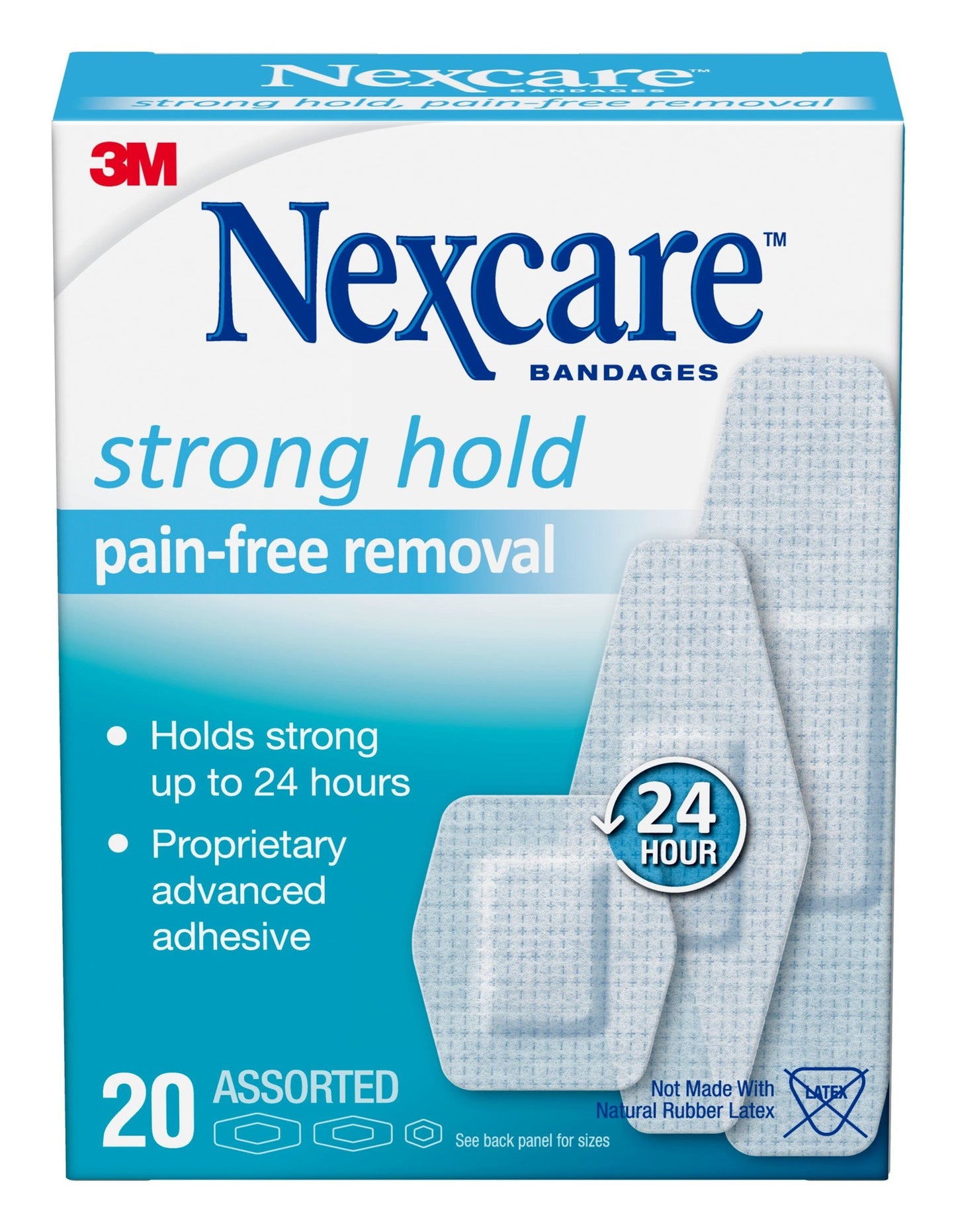 NEXCARE BANDAGE STRONG HOLD PAIN FREE ASST 20