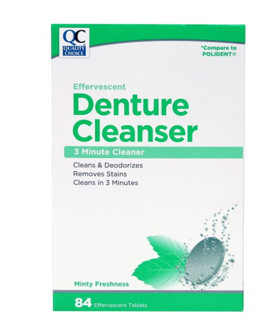 QC DENTURE TAB MINTY GREEN 84+6