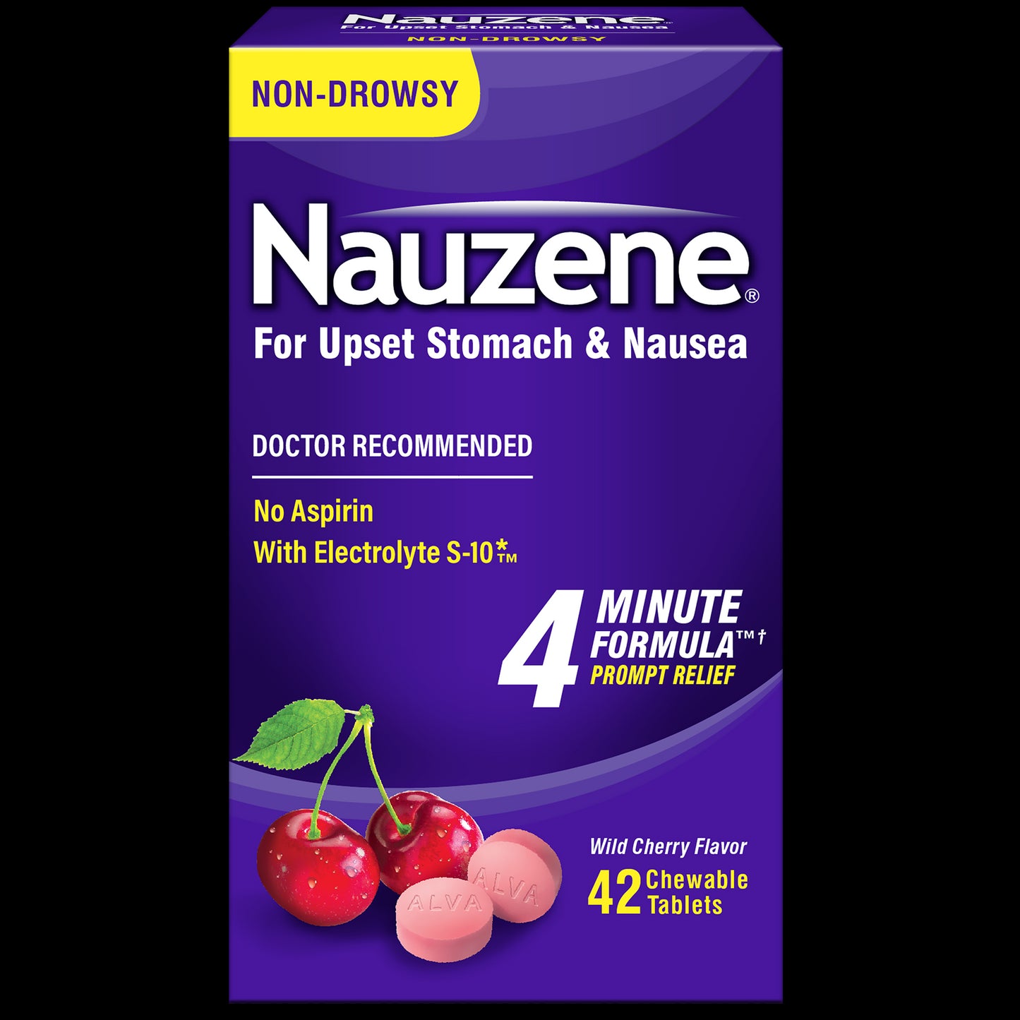 NAUZENE CHEWABLE TAB WILD CHERRY 42