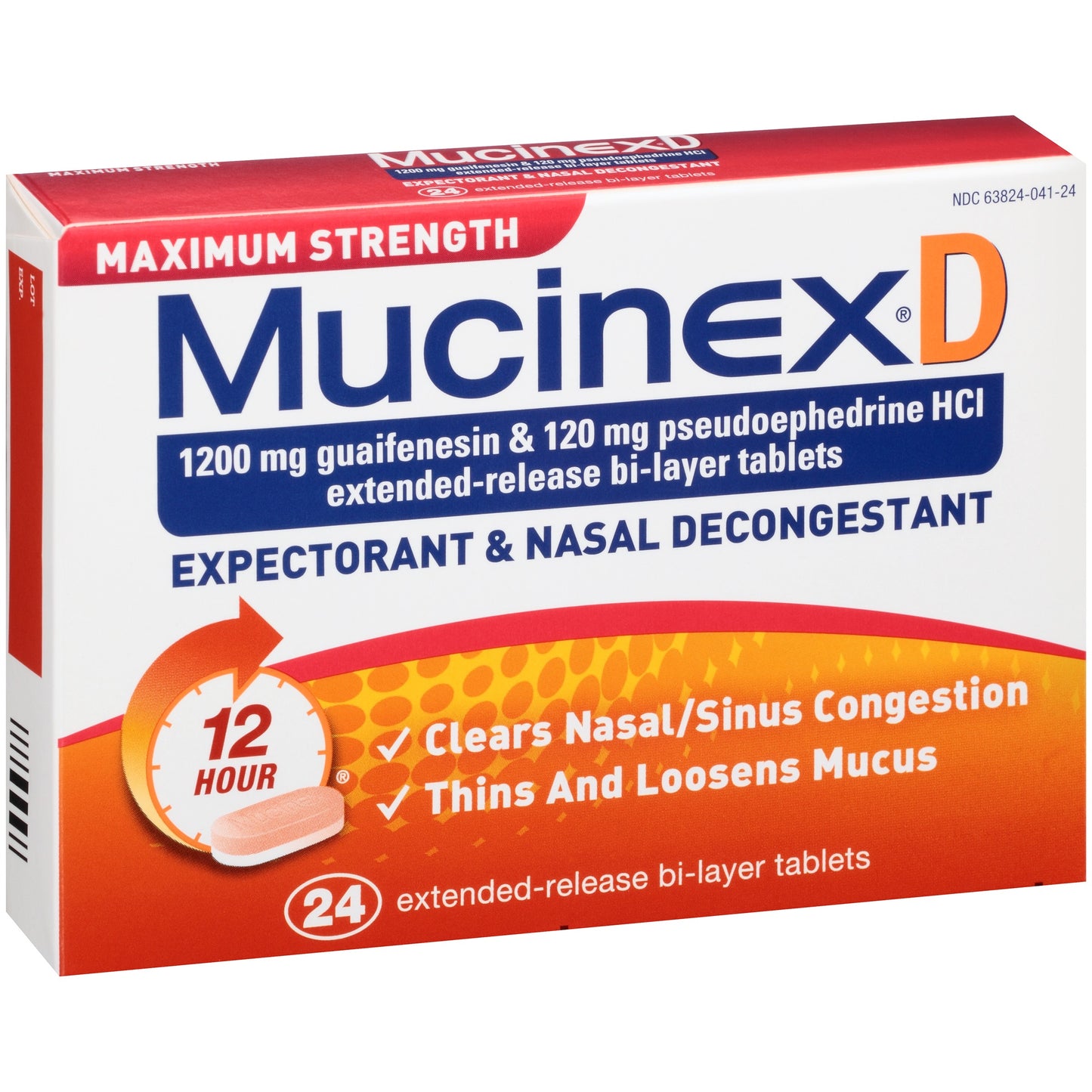 MUCINEX D MAX ER TAB 1200/120 MG 24