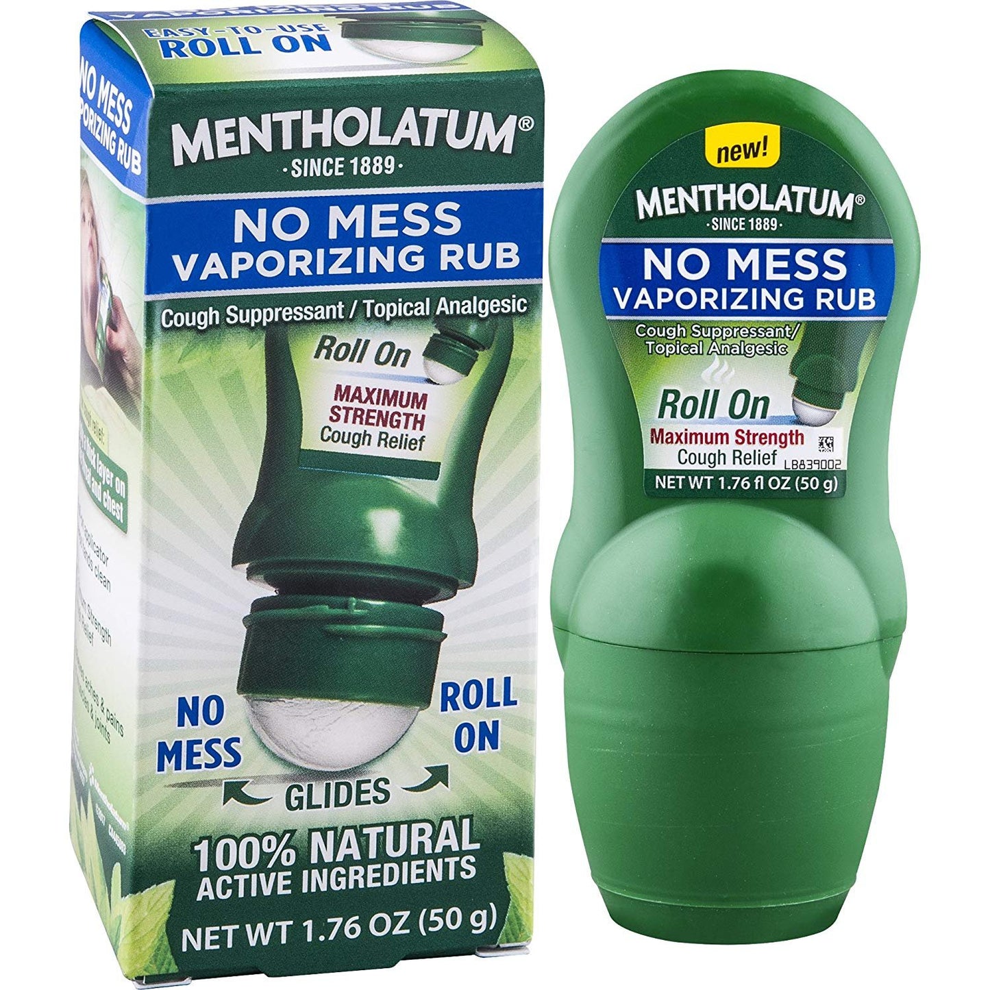 MENTHOLATUM NO MESS ROLL ON VAPOR RUB 1.76 OZ