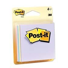 POST IT NOTE PAD ASSORTED 3 X 3" 4 PK