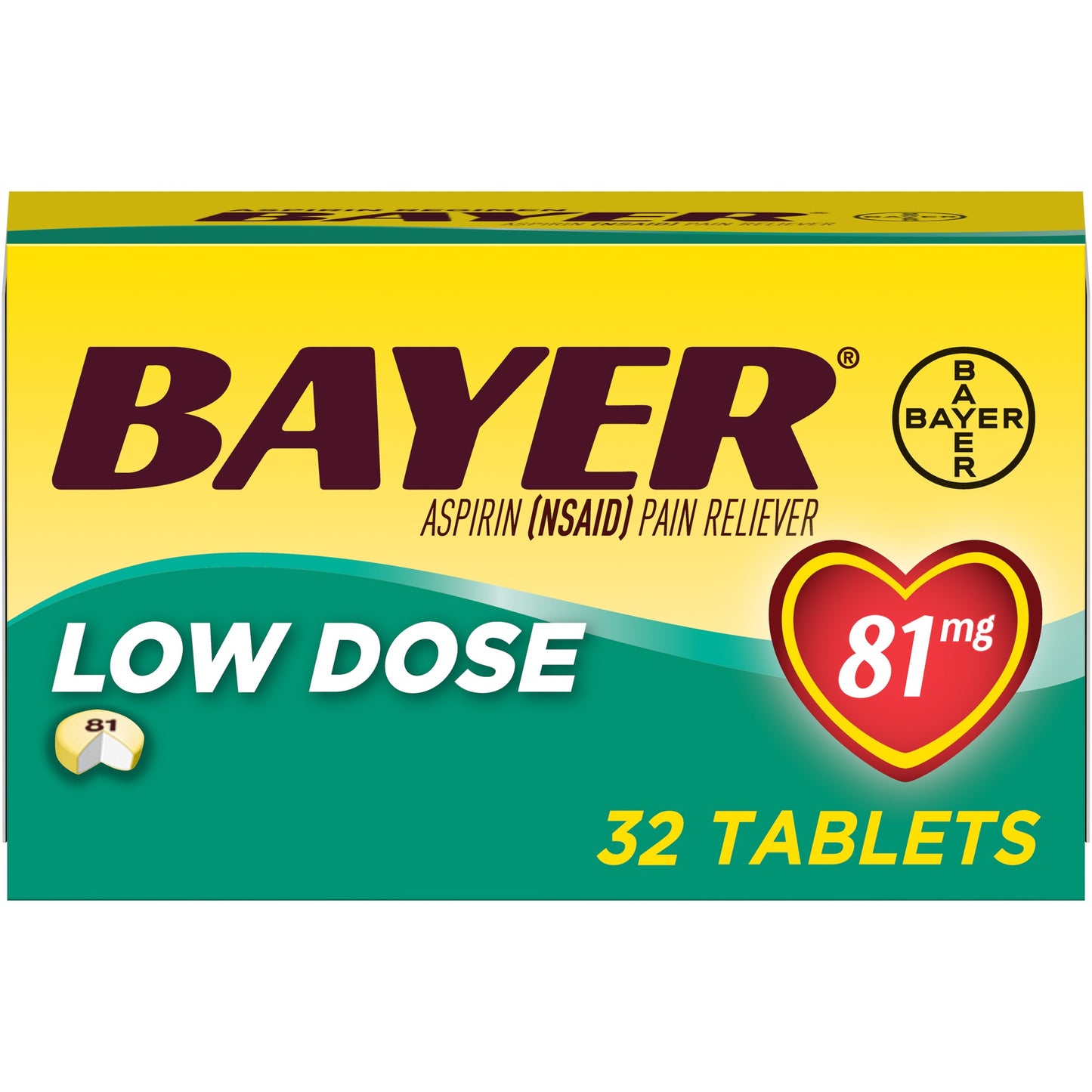 BAYER ASPIRIN TAB ADULT LOW STR EC 81 MG 32