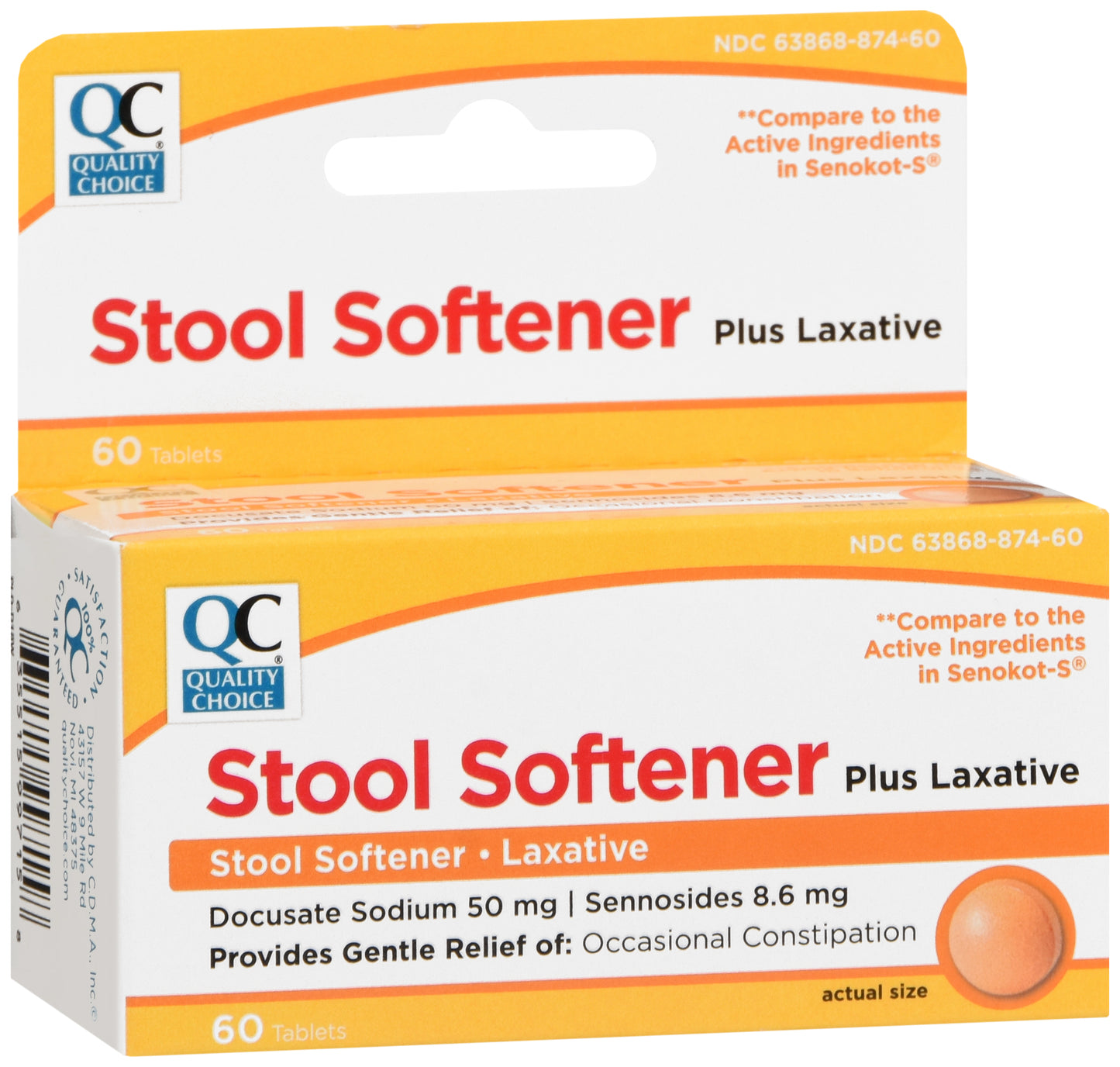 QC STOOL SOFTENER W/LAXATIVE TAB 60