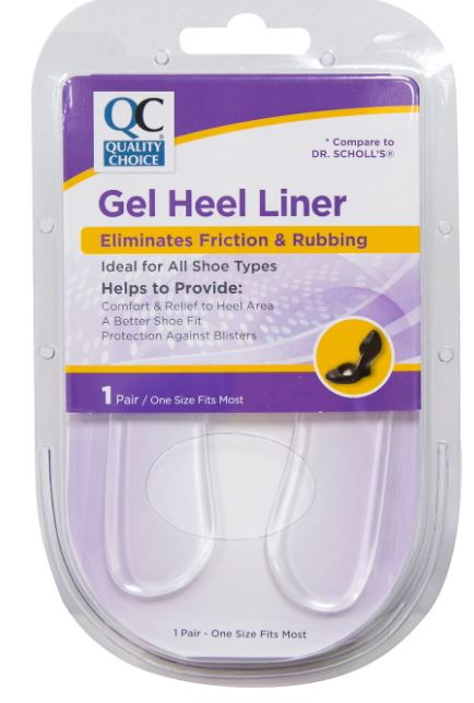 QC CLEAR GEL HEEL LINERS WOMENS OSFM 1 PR