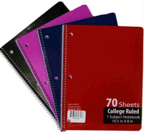 NOTEBOOK 1 SUBJECT COLLEGE RULED 70 SHEET