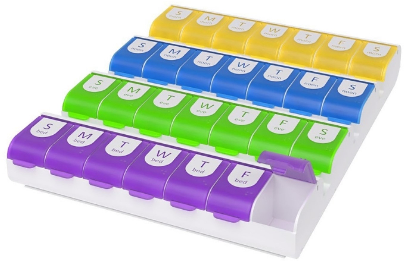 PILL REMINDER WEEKLY 4X DAY EASY FILL