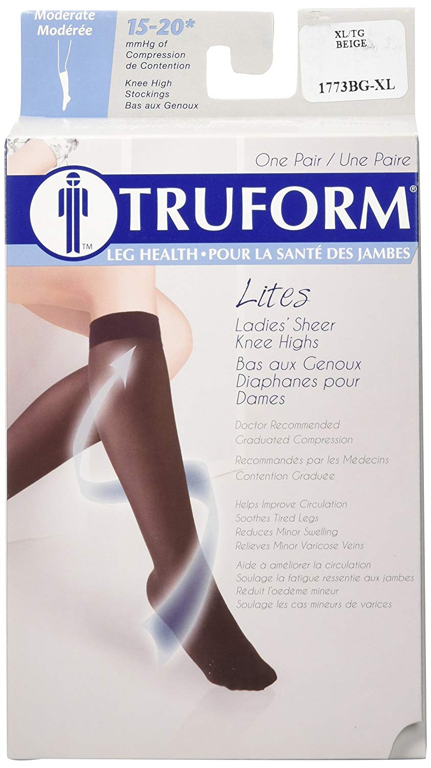 KNEE HIGH 15-20 TRUFORM LITES CT BGE XL