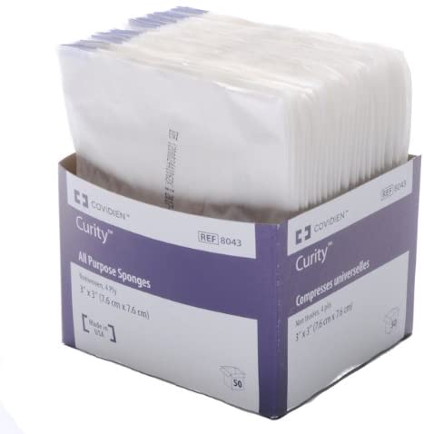 CURITY NONWOVEN SPONGE 4 PLY ST 3X3" 2'S (50)