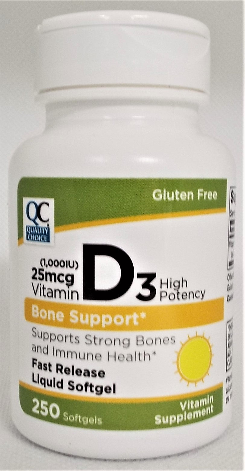 QC VITAMIN D3 TAB 25 MCG 250