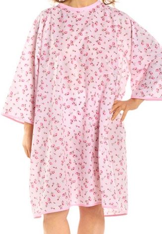 PATIENT GOWN TIE BACK SHORT SLV PINK ROSE