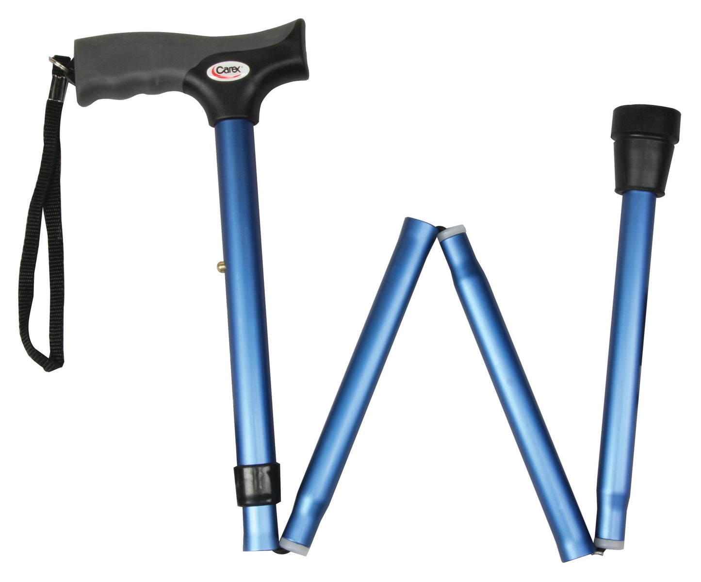 CANE ALUM SOFT GRIP FOLDING M/BLUE 250 LB