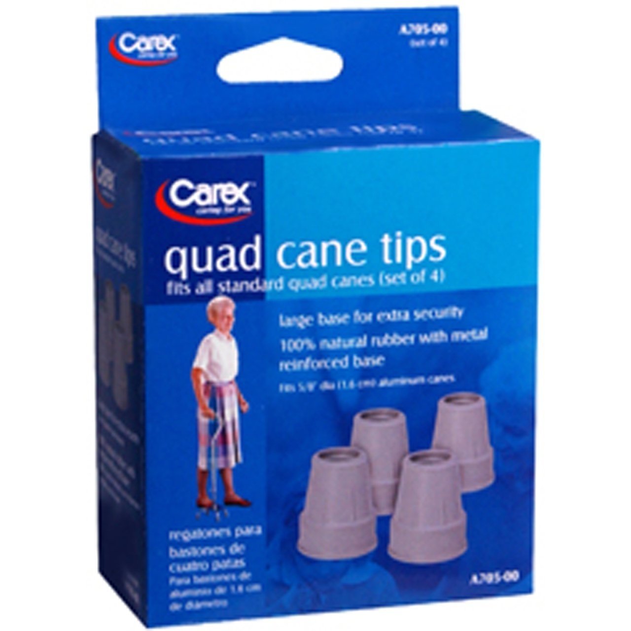 CANE TIP QUAD 5/8" GRAY PK/4