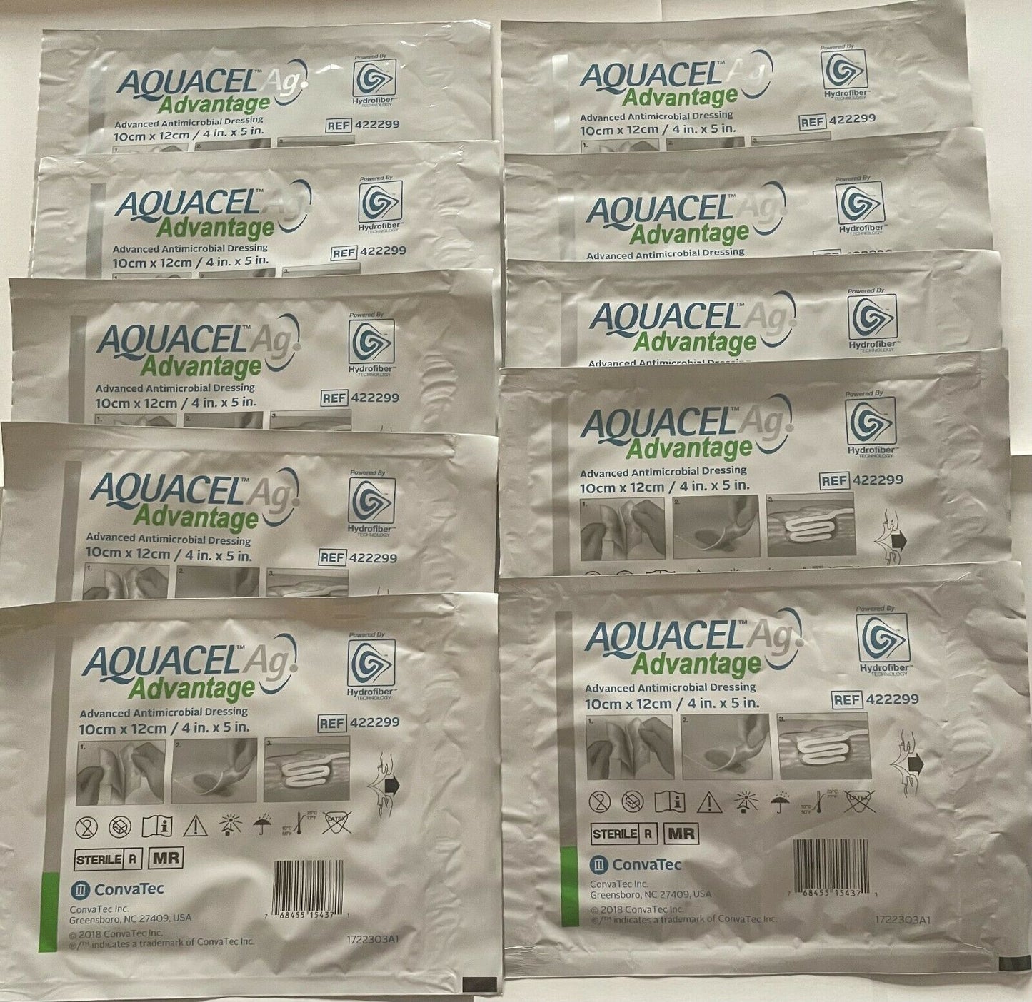 AQUACEL AG ADVAN HYDROFIBER DRESSING 4X5"(10)