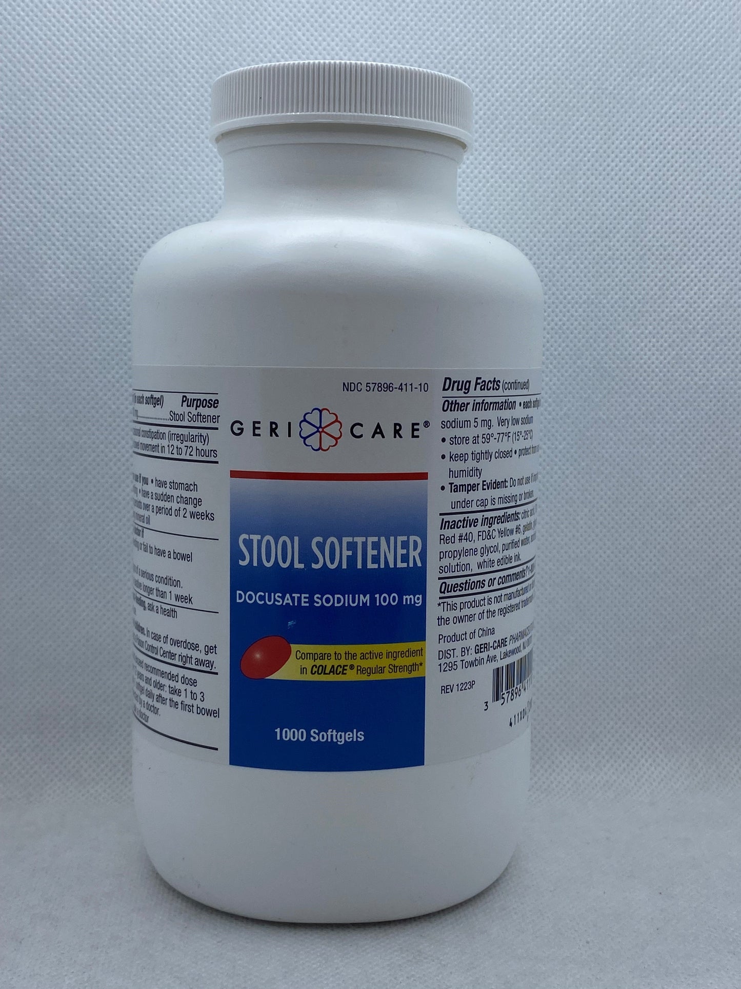 DOCUSATE SODIUM SOFTGEL 100 MG 1000 GERI-CARE