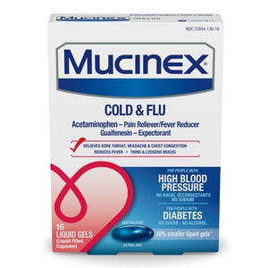 MUCINEX COLD & FLU LIQUID GELS 16 CT
