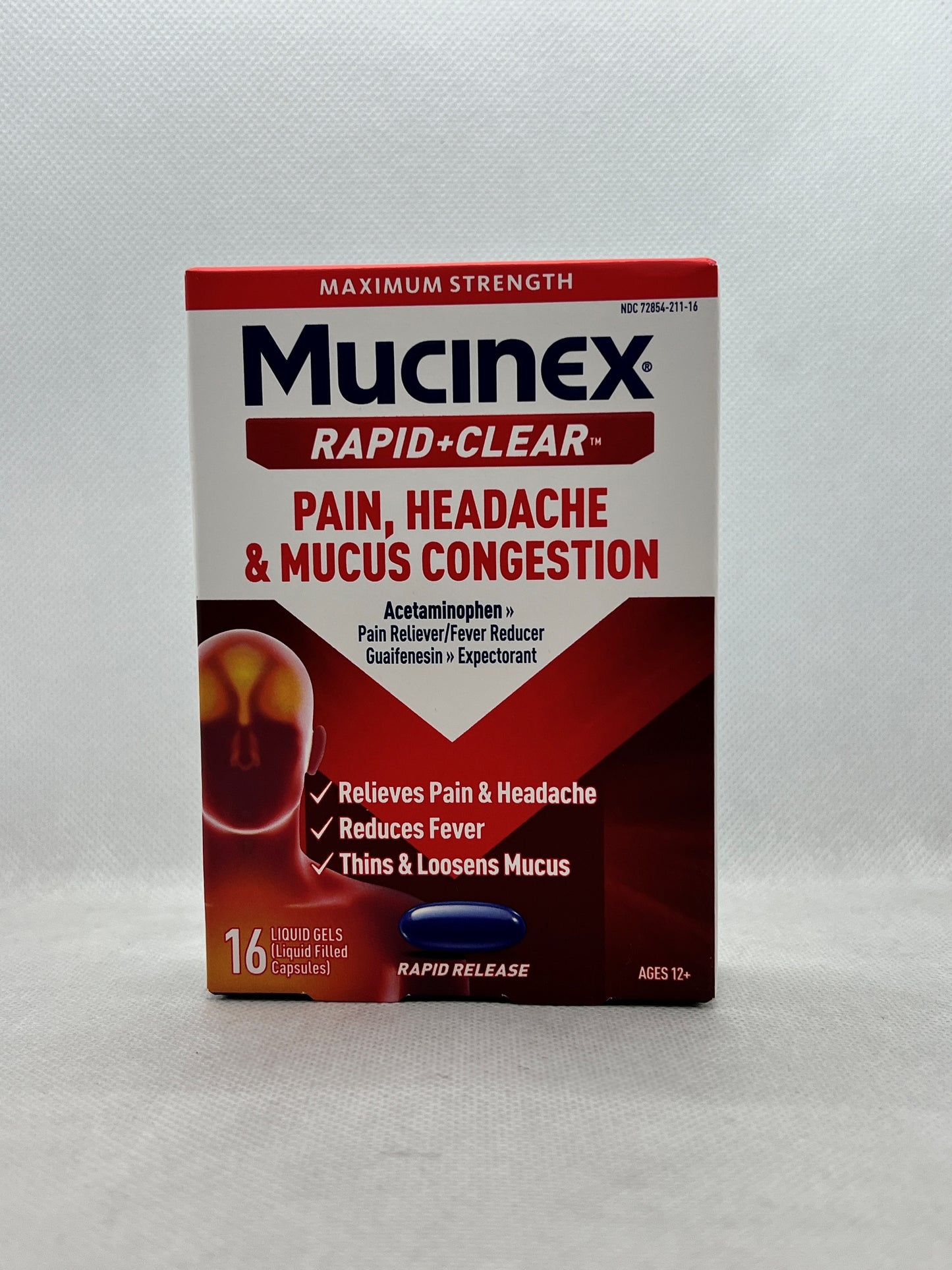 MUCINEX RAPD+CLEAR PAIN & MUCUS CONG LGELS 16