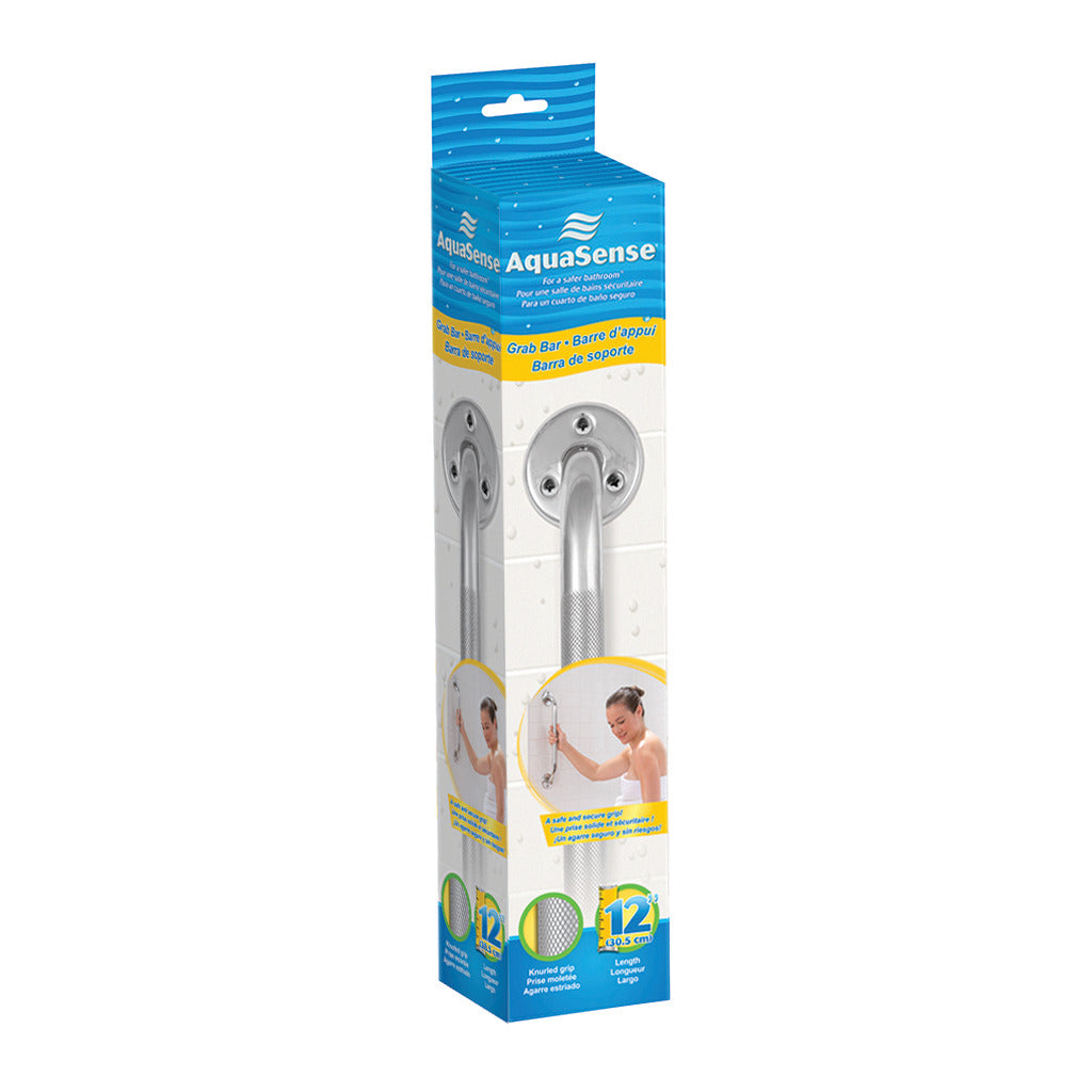 GRAB BAR WALL KNURLED CHROME AQUASENSE 16"