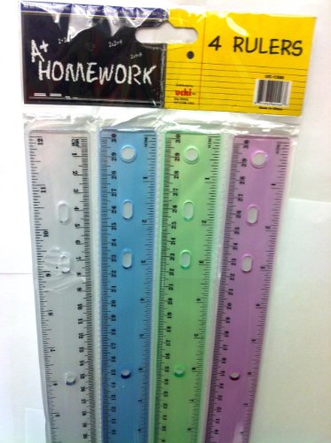 RULER PLASTIC 12" 4 PK