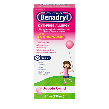 BENADRYL CHILDREN DYE FREE LIQ BUBBLEGUM 8 OZ