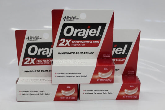 ORAJEL 2X MEDICATED TOOTHACHE GEL 0.25 OZ