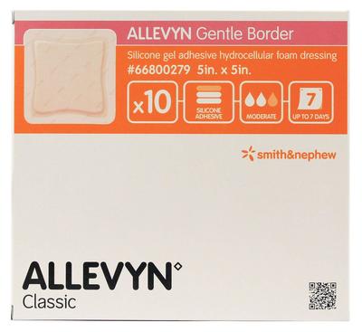ALLEVYN GENTLE BORDER ADH DRESSING 5 X 5"(10)