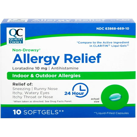 QC LORATADINE ALLERGY RELIEF L/GEL 10 MG 10