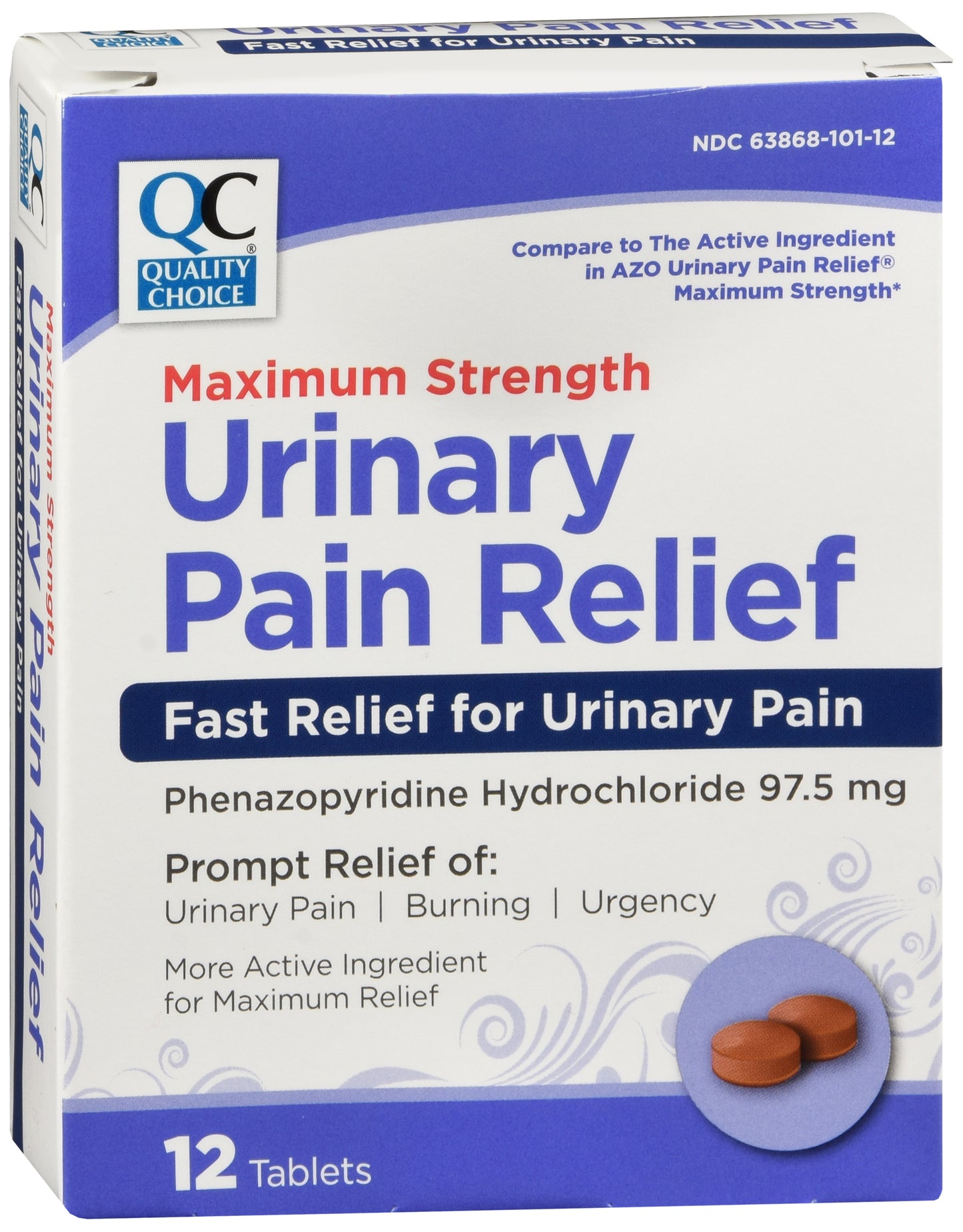 QC URINARY PAIN RELIEF MAX STRENGTH TAB 12