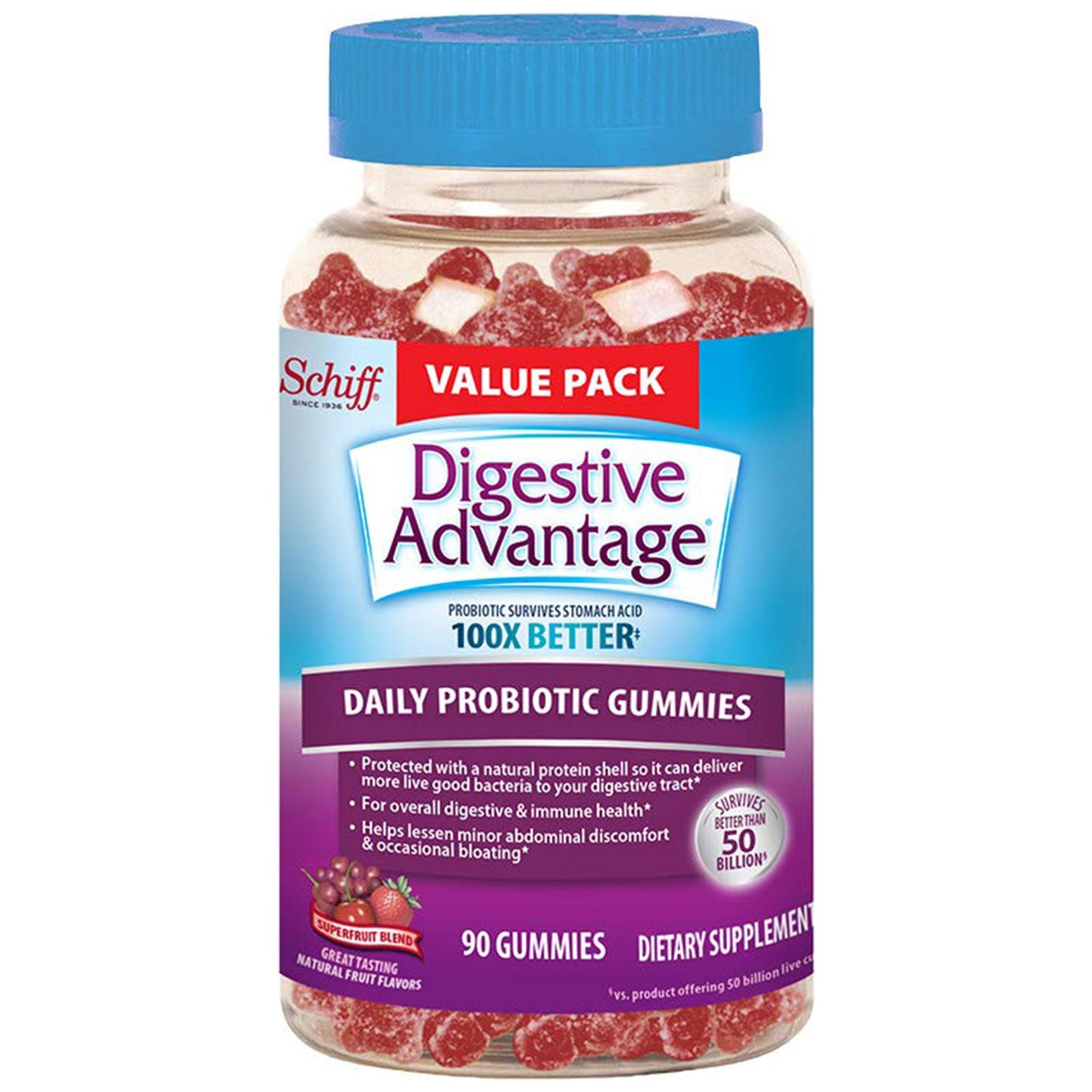 DIGESTIVE ADVANTAGE PROBIOTIC GUMMI FRUIT 90