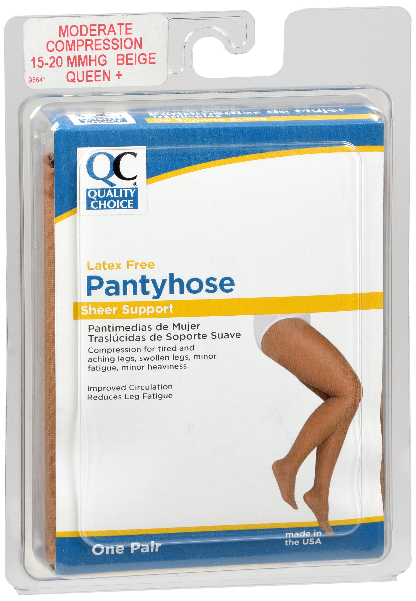 QC PANTYHOSE SHEER 15-20 BEIGE QUEEN PLUS