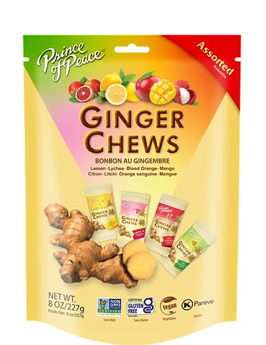 GINGER CHEWS ASST(LEM,LYCH,MANGO,BL ORNG) 8OZ
