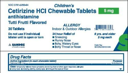 CETIRIZINE CHEW TAB 5 MG 30 (OTC) SANDOZ