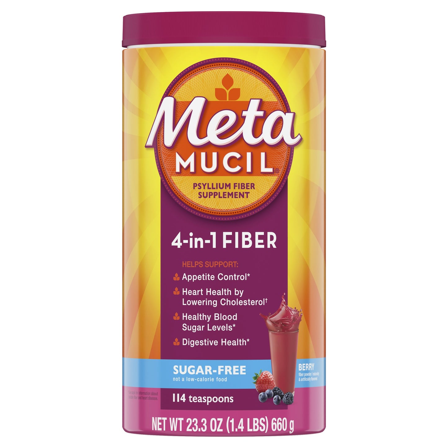 METAMUCIL SM TEXT BRY BURST SF 114DOSE 23.3OZ