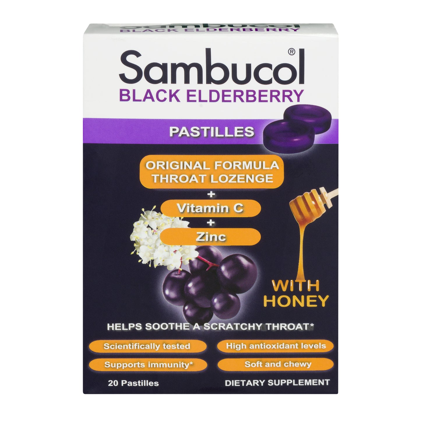 SAMBUCOL BLACK ELDERBERRY W/HONEY LOZENGE 20