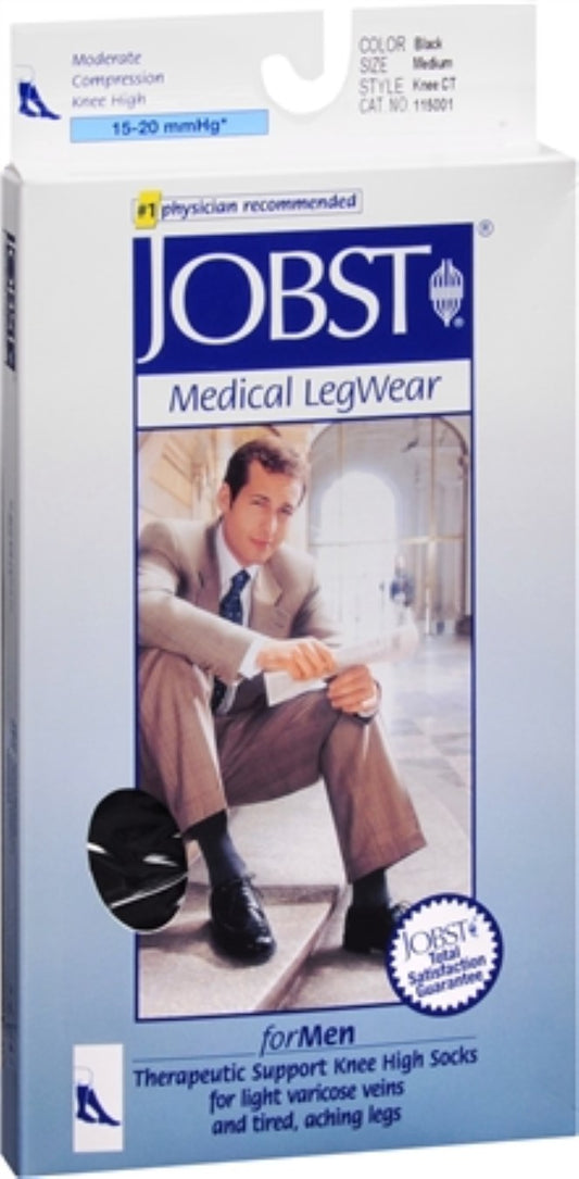 KNEE HIGH 15-20 JOBST MEN CT BLACK MD