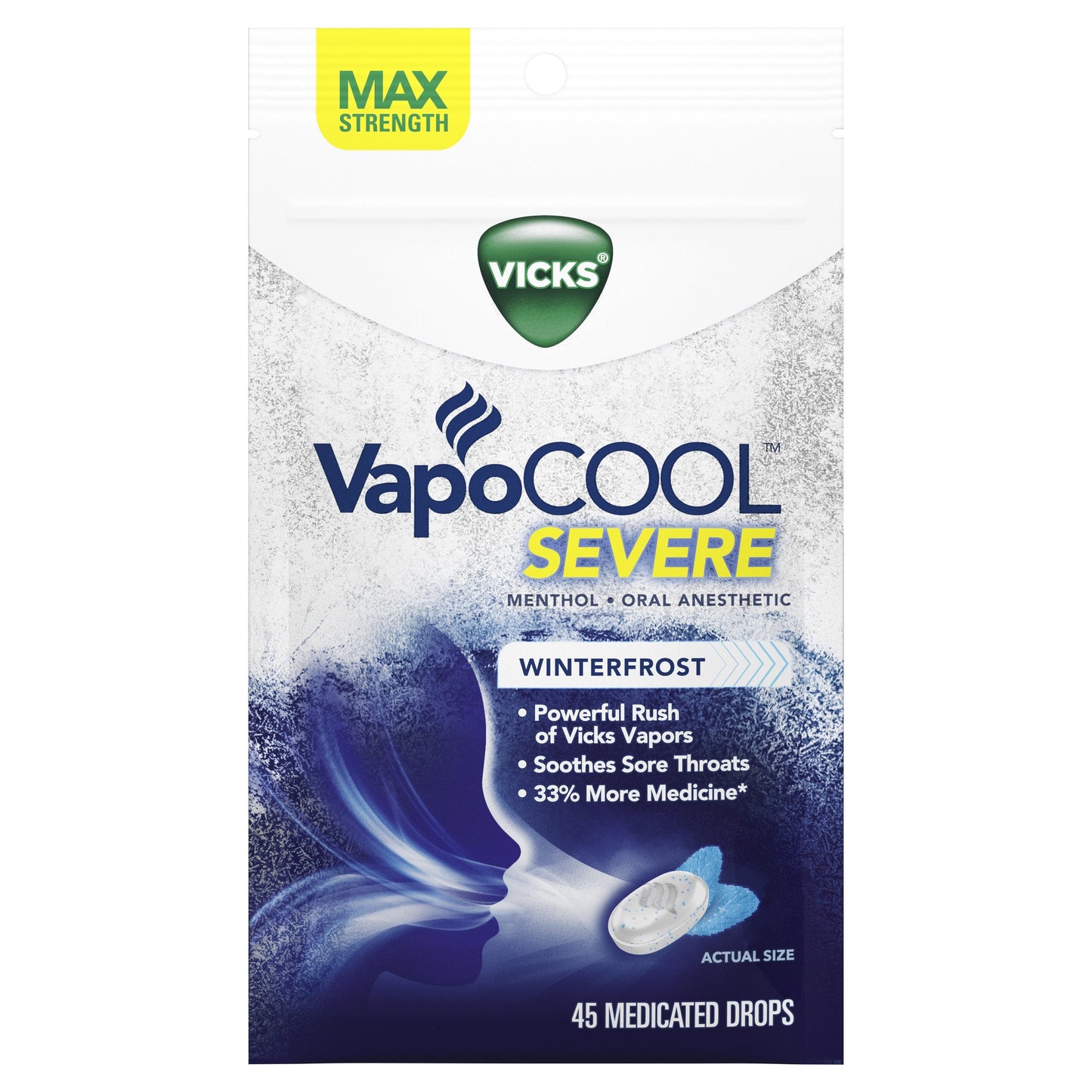 VICKS VAPOCOOL SEVERE DROPS MENTHOL WFROST 45