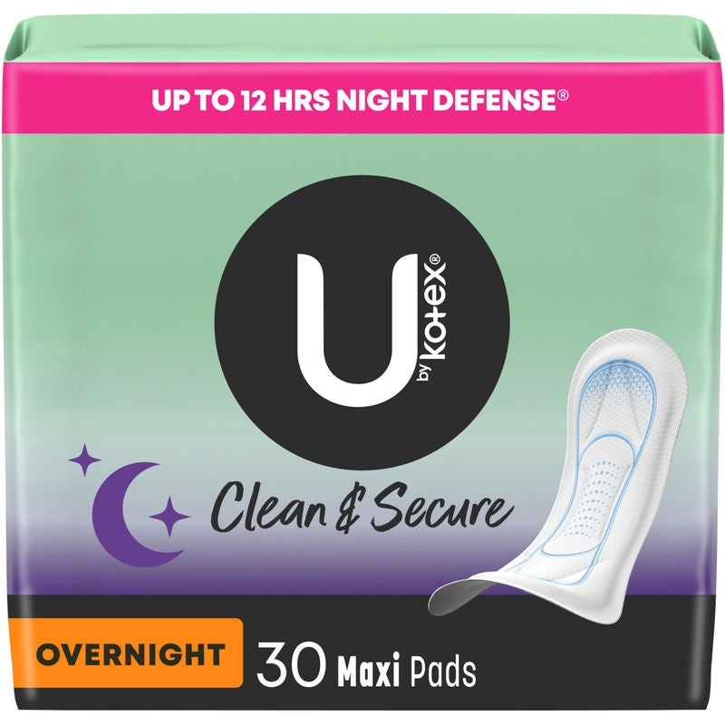 KOTEX U CLEAN & SECURE OVERNIGHT MAXI PAD 30