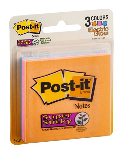 POST IT NOTE SUPER STICKY ASSORTED 3 PK