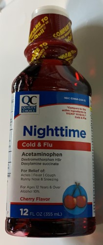 QC NIGHTTIME COLD & FLU CHERRY 12 OZ