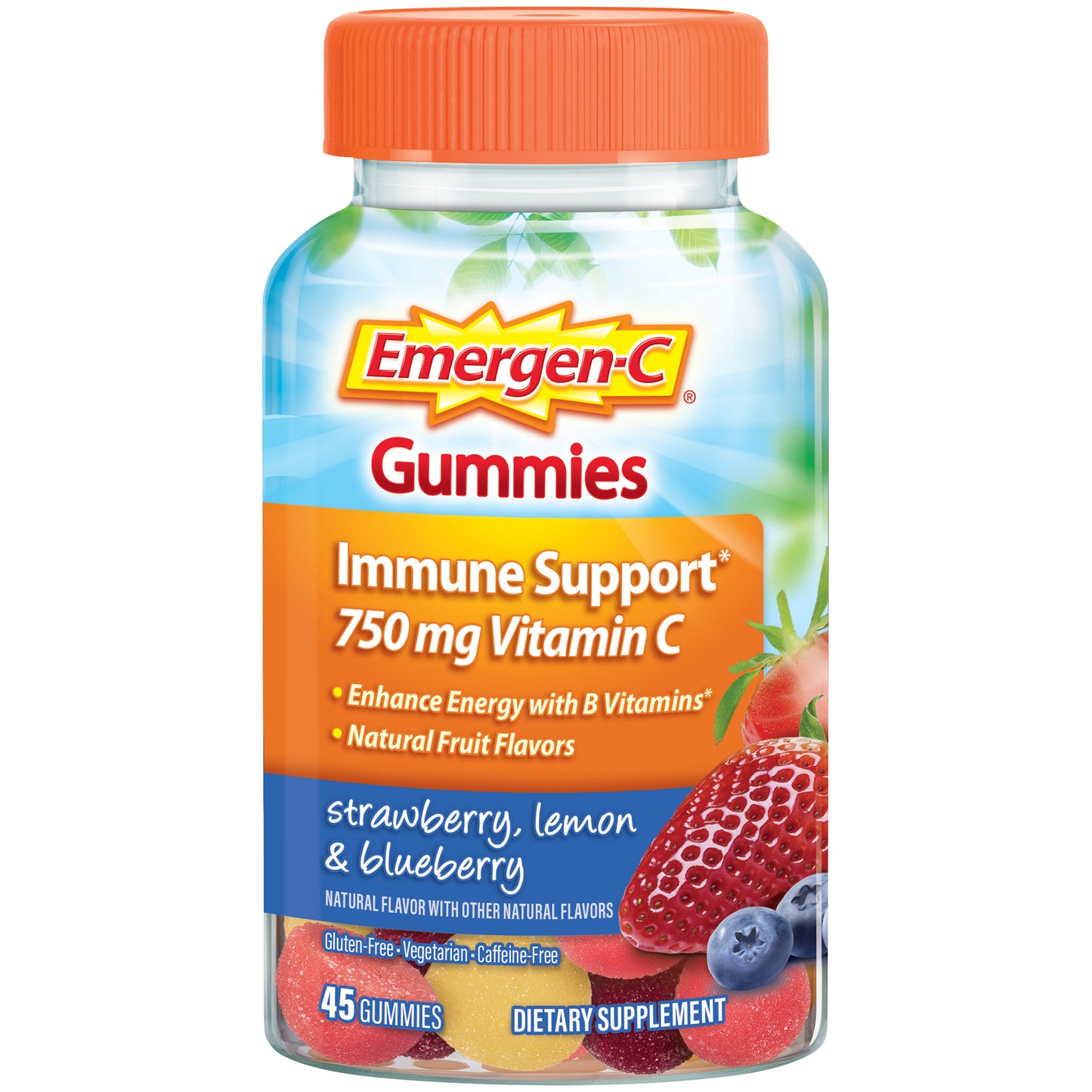 EMERGEN-C IMMUNE SUPP GUMMIES STRAW/LEM/BB 45