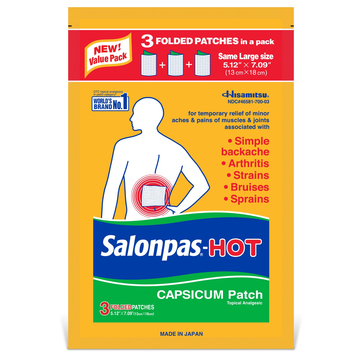 SALONPAS HOT CAPSICUM PATCH 3 CT