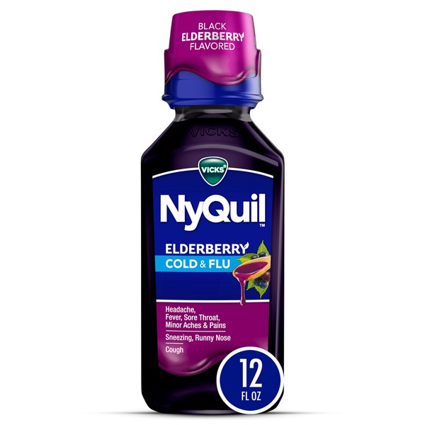 NYQUIL COLD & FLU ELDERBERRY 12 OZ