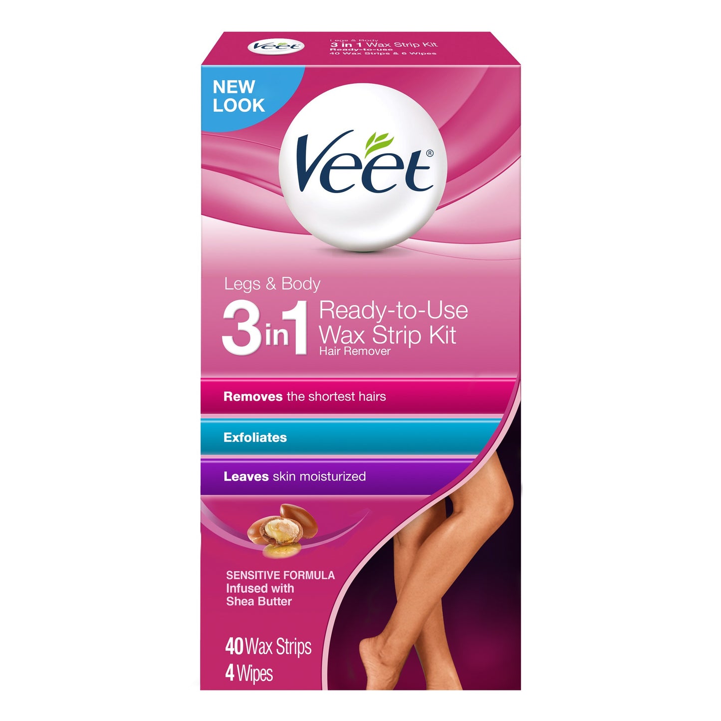 VEET RTU STRIPS LEGS & BODY WAX KIT 40 CT
