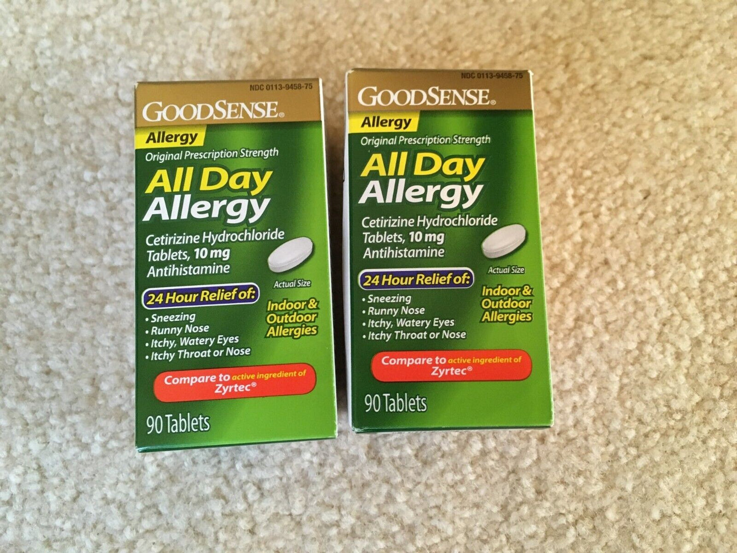 GS CETIRIZINE ALLERGY REL TAB 24HR 10 MG 90