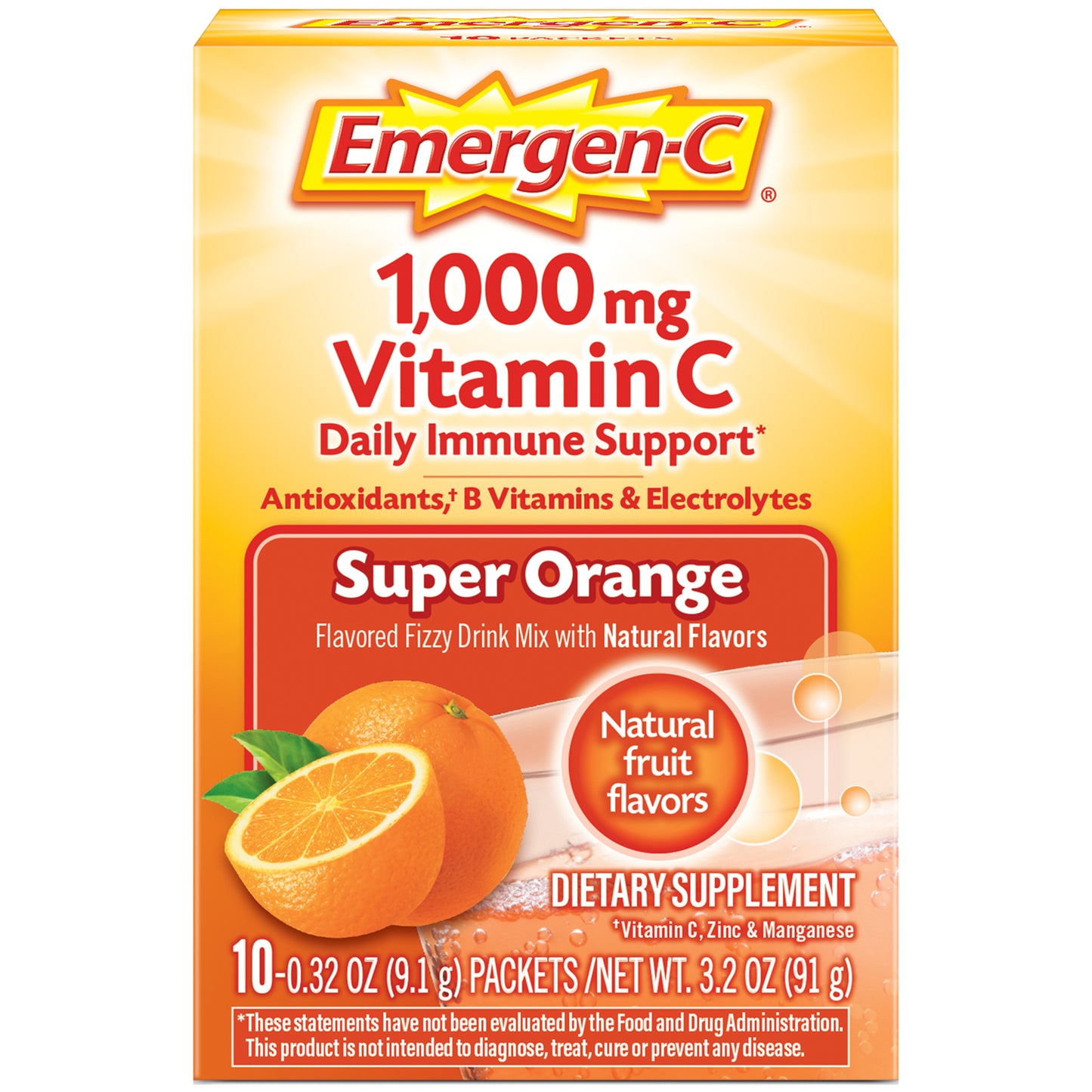 EMERGEN-C SUPER ORANGE VIT C 1000MG 10 EC297