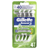 SENSOR 3 BLADE DISPOSABLE RAZOR FOR MEN 4 PK