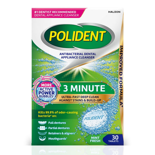 POLIDENT 3 MINUTE DENTURE CLEANSER TAB 30