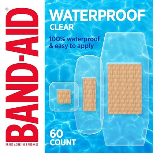BAND AID WATERPROOF CLEAR ASSORTED SIZES 60
