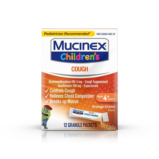 MUCINEX MINI-MELT JR COUGH 100/5 MG ORANGE 12