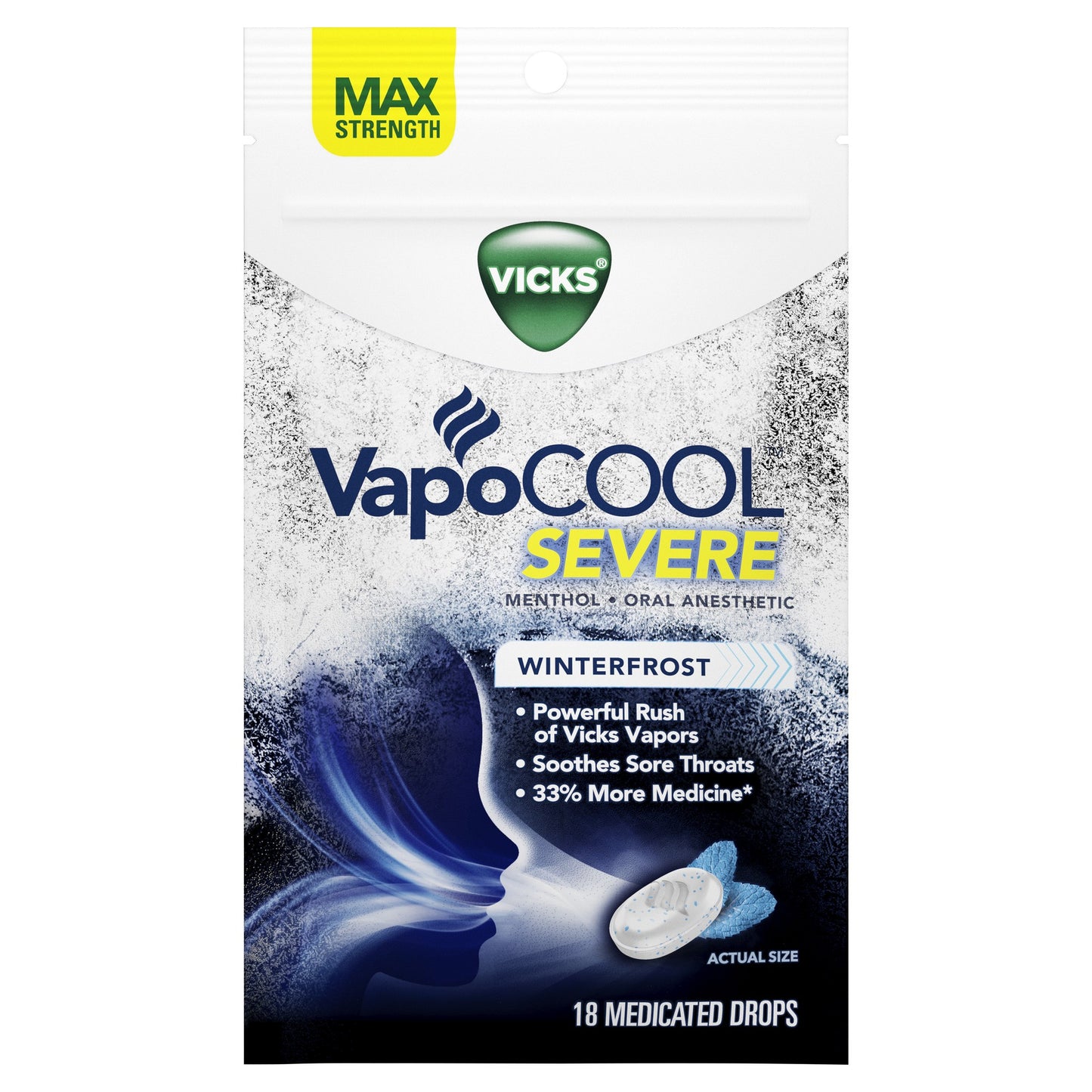 VICKS VAPOCOOL SEVERE DROPS MENTHOL WFROST 18